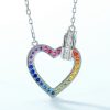 Radiant Rainbow Heart Pendant Necklace-4